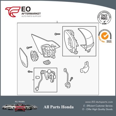 Mirror Assembly L For 2014-15 Honda Accord Sedan EX, EXL-V6 76250-T2G-A12ZD