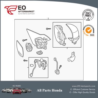 Mirror Assembly L For 2014-16 Honda Accord Sedan EX, EXL-V6 76250-T2G-A12ZG