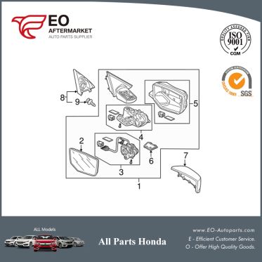 Right Mirror Assembly For 2008-12 Honda Accord Seden 76208-TA5-A11