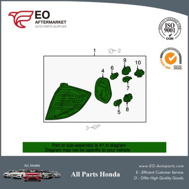 Taillight Assembly, R For 2009-2013 Honda Fit 5-Door, Sport, Sportn 33500-TK6-A01