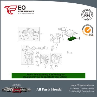 Air Filter / Air Cleaner For 2007-09 Honda CR-V 5-DOOR EX, EX-L, LX,17220-RZA-000