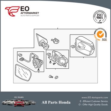 Mirror Assembly L For 2008-11 Honda CR-V 5-DOOR EX,EX-L,LX,76250-SXS-A01