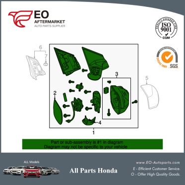 Mirror Assembly L For 2012-16 Honda CR-V 5-DOOR EX,76258-T0A-A12
